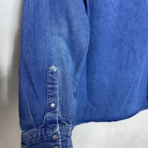 Carhartt VTG Mens‎ Rugged Pearl Snap Denim Shirt L-XL Long Sleeve Brushpopper - Picture 9 of 14